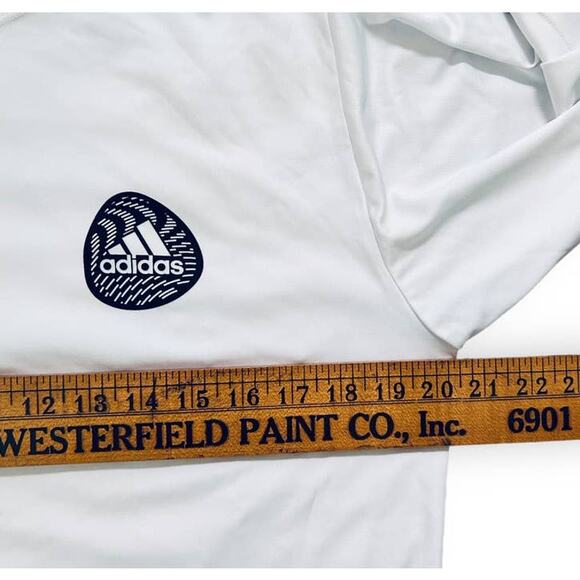 Adidas Mens X Large ClimaLite Shirt Contrast Stitches Logo White - Picture 5 of 7